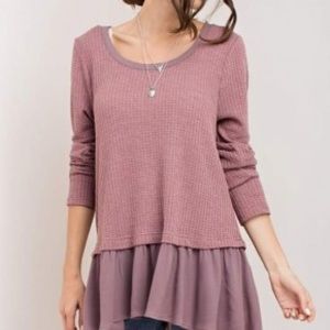 Plum Waffle Knit Top